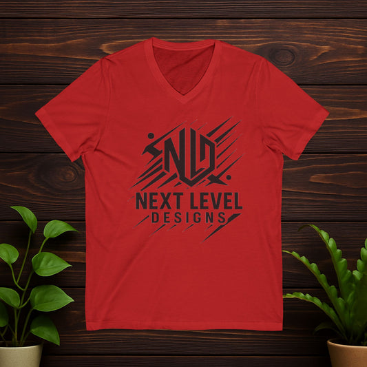 Next Level V-Neck Tee, Black Logo