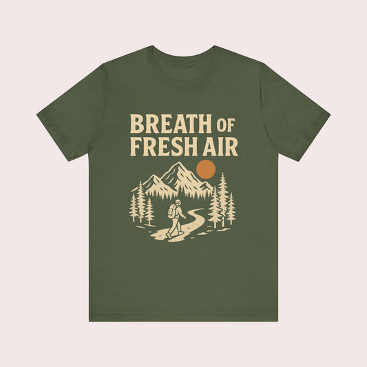 Breath of Fresh Air Tee — Retro Mountain Hiking Shirt