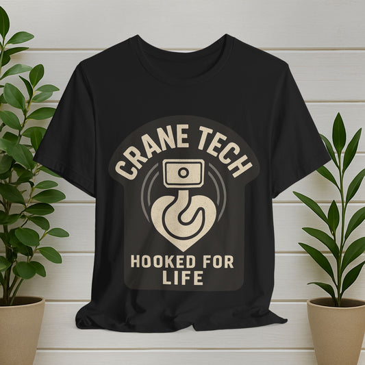 Crane Tech T‑Shirt — "Hooked for Life" Industrial Crane Operator Tee