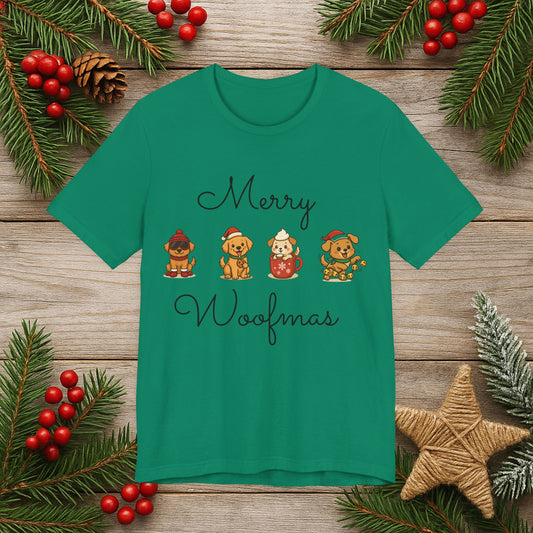 Merry Woofmas T-Shirt — Cute Holiday Puppy Christmas Tee