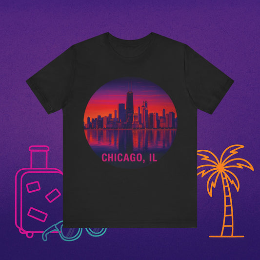 Chicago Skyline Tee — Retro Sunset Chicago, IL Cityscape T-Shirt