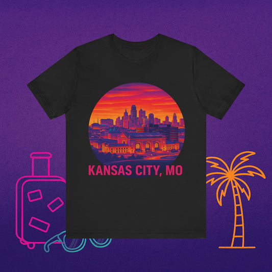 Kansas City Skyline Tee — Retro Sunset Kansas City, MO T-Shirt