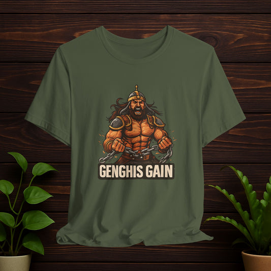 T-Shirt — Genghis Gain Muscular Warrior Gym Tee