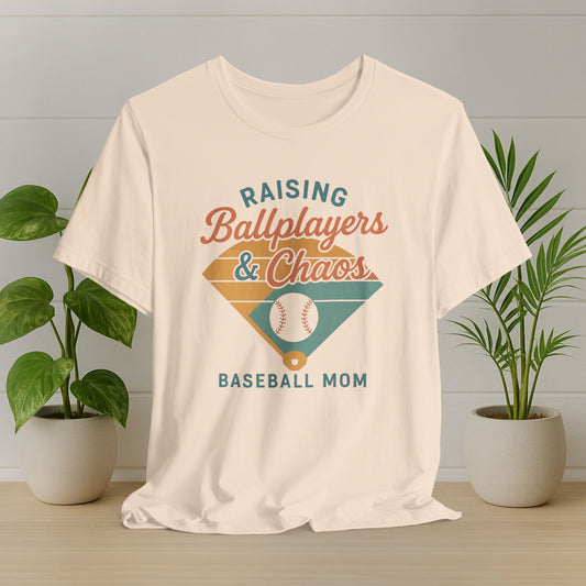 Baseball Mom Tee - Raising Ballplayers & Chaos T-Shirt