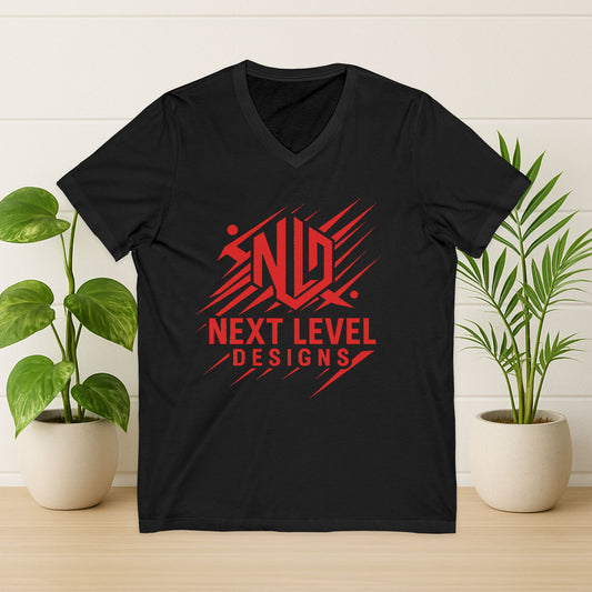 Next Level Designs V-Neck Tee - Red Logo