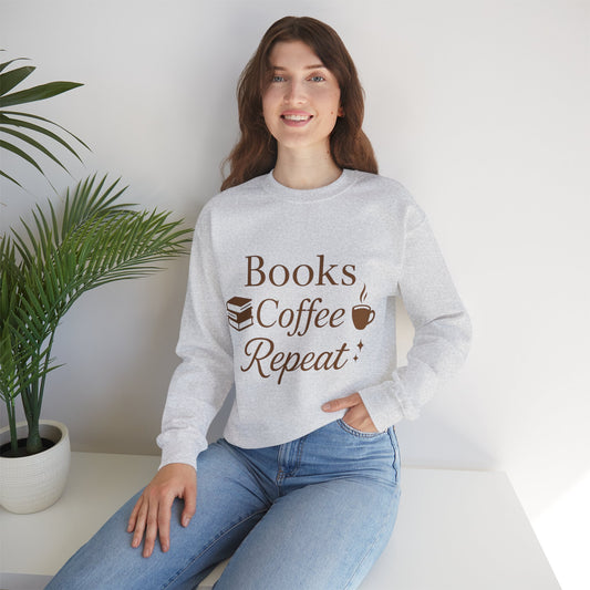 Books Coffee Repeat Crewneck Sweatshirt
