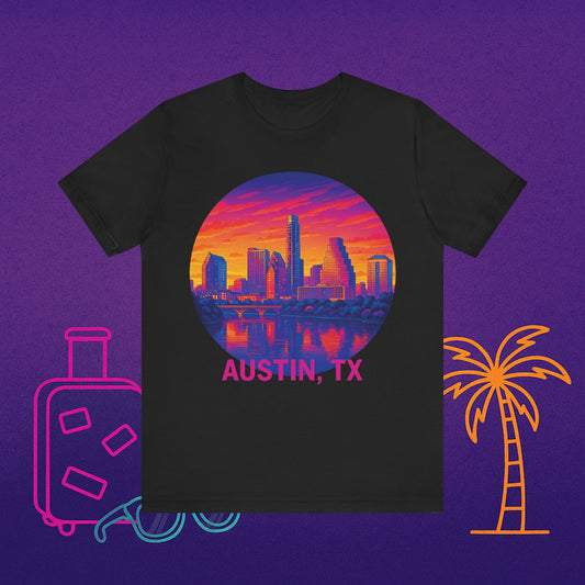 Austin, TX Skyline Tee — Vibrant Sunset Cityscape T-Shirt