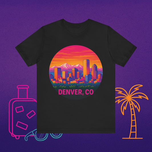Denver, CO Retro Sunset Tee — Vibrant Skyline T-Shirt