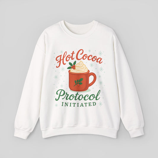 Sweatshirt — "Hot Cocoa Protocol Initiated" Holiday Crewneck
