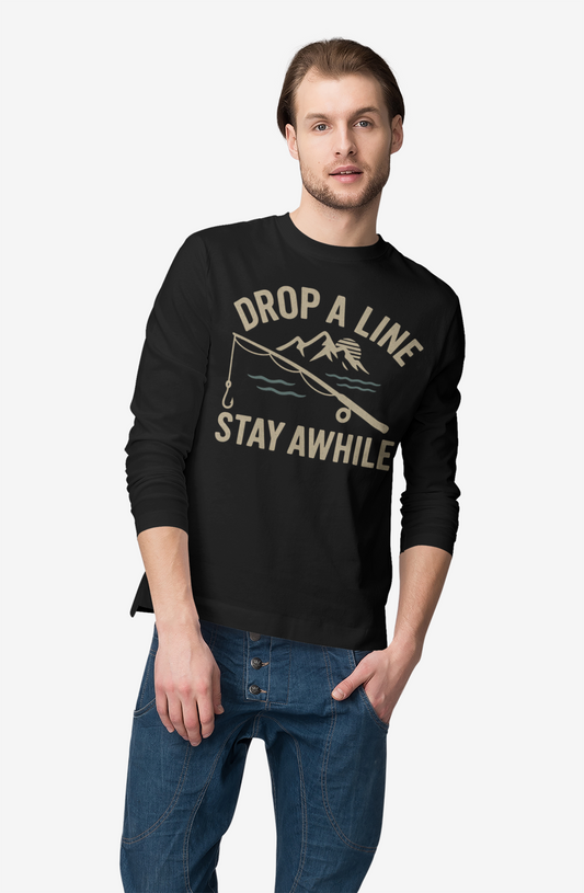 Fishing Adventure Long Sleeve Tee - "Drop a Line, Stay Awhile"