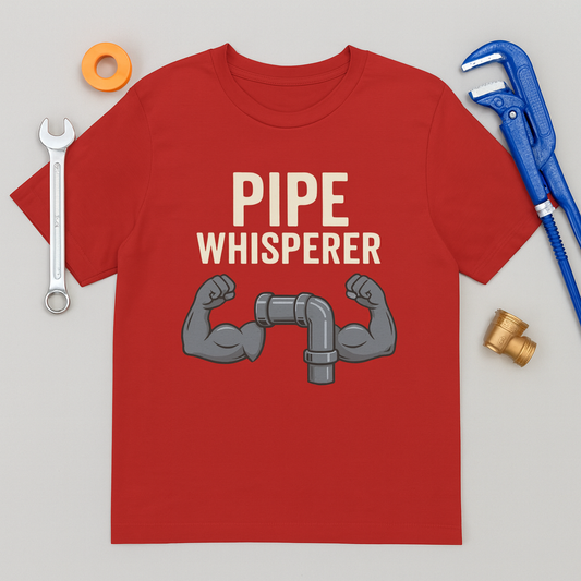 Pipe Whisperer T-Shirt – Funny Plumber Tee with Muscular Pipe Graphic