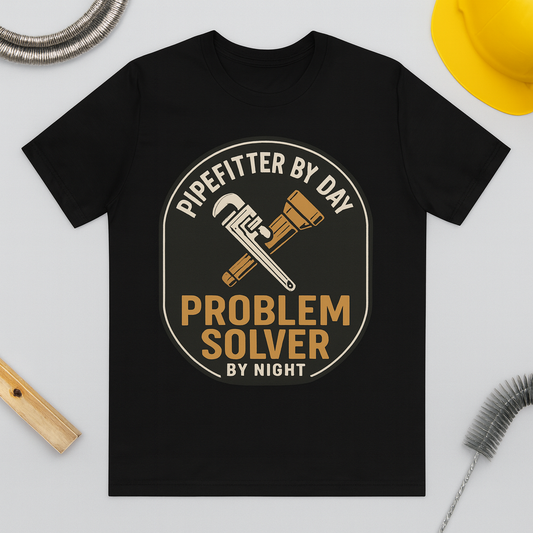 Plumber T-Shirt - "Pipefitter by Day, Problem Solver by Night" Vintage Work Tee