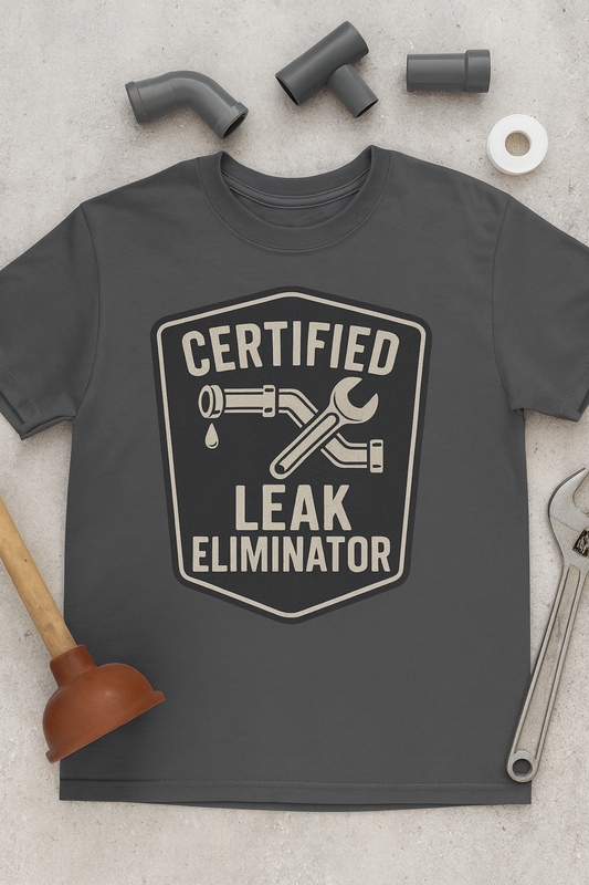 Certified Leak Eliminator T-Shirt - Funny Plumber Gift