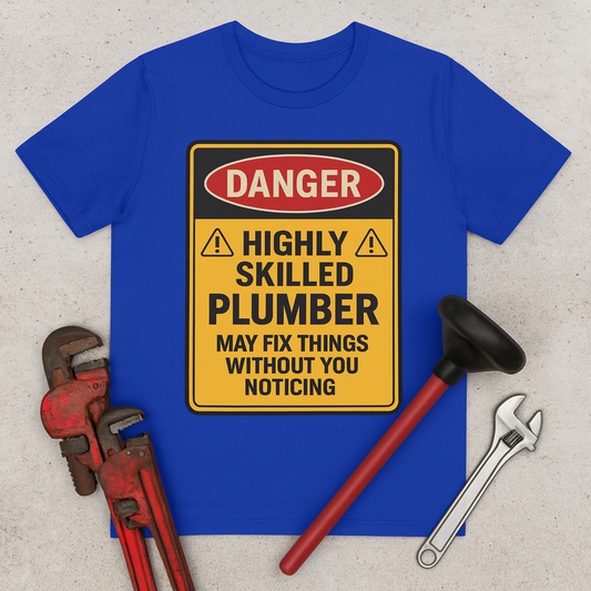 Plumber T-Shirt - Highly Skilled Plumber May Fix Things Without You Noticing