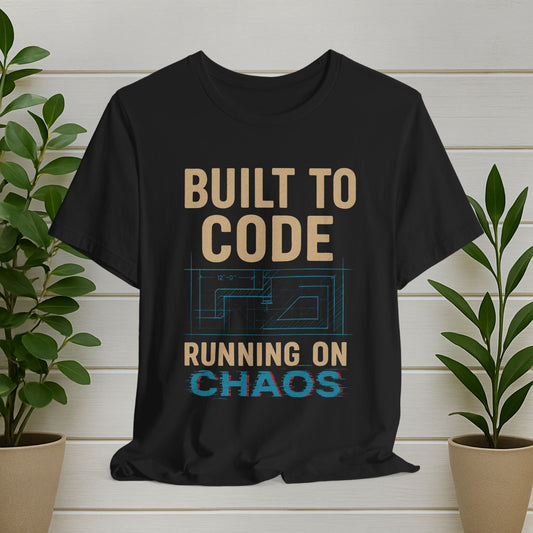 Built to Code — Running on Chaos T-Shirt
