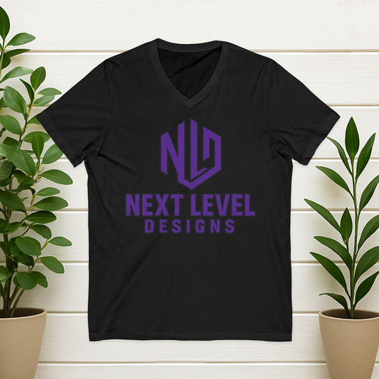 Mens NLD V-Neck, Purple Logo