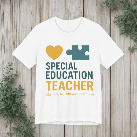 Special Education Teacher T-Shirt - Love and Heart Puzzle Design