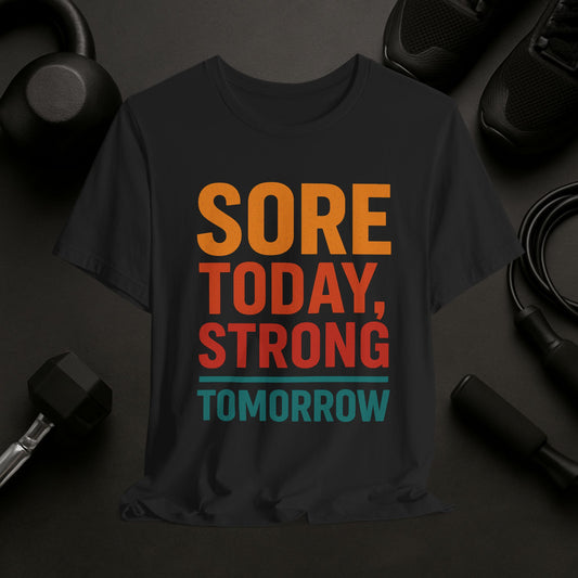 Motivational Fitness Tee - Sore Today, Strong Tomorrow T-Shirt