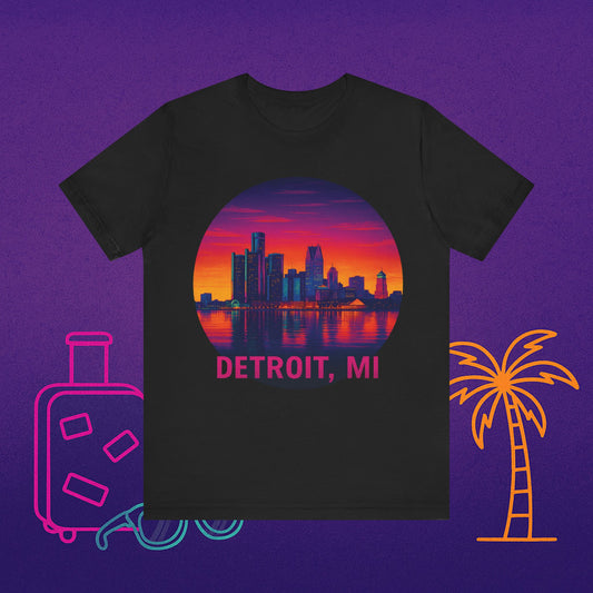 Detroit Skyline Sunset Tee