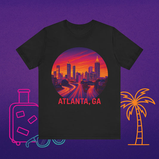 Atlanta, GA Sunset Skyline T-Shirt — Retro Cityscape Tee