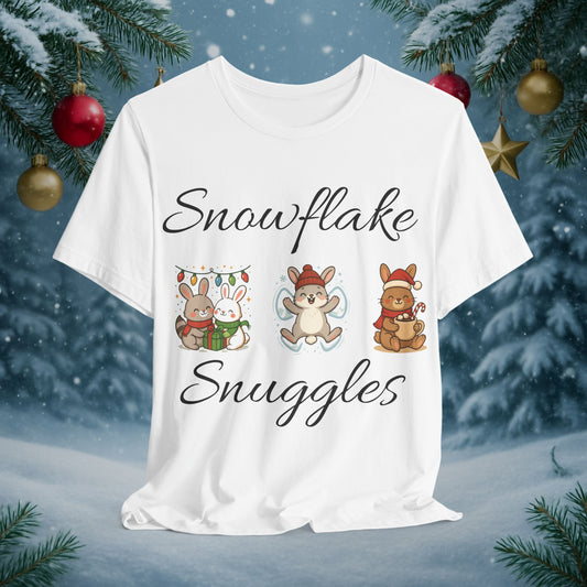 Snowflake Snuggles T-Shirt — Cute Holiday Animal Christmas Tee