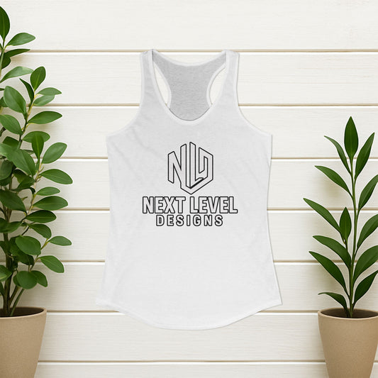 Women's NLD Ideal Racerback Tank, White Logo